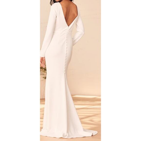 LULU'S 2X plus Feeling Forever White Long Sleeve Mermaid Bridal Maxi Dress B167 - Picture 2 of 10